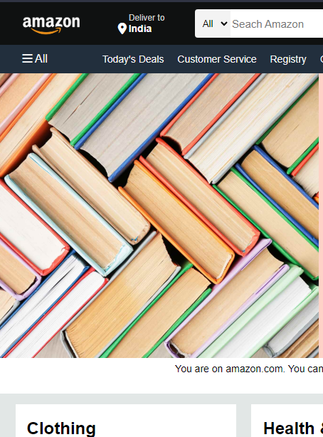 Screenshot of Amazon clone project showing the homepage with product listings