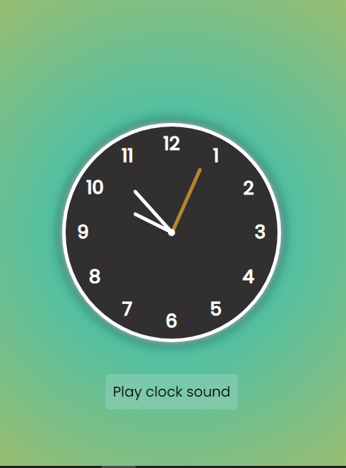Screenshot of Analog clock project with ticking sound feature
